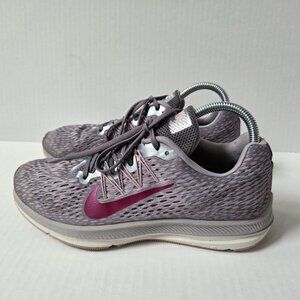 Nike Sneakers Womens 9 Gray Purple Zoom Winflo 5 BV6136 Running Jogging Shoes